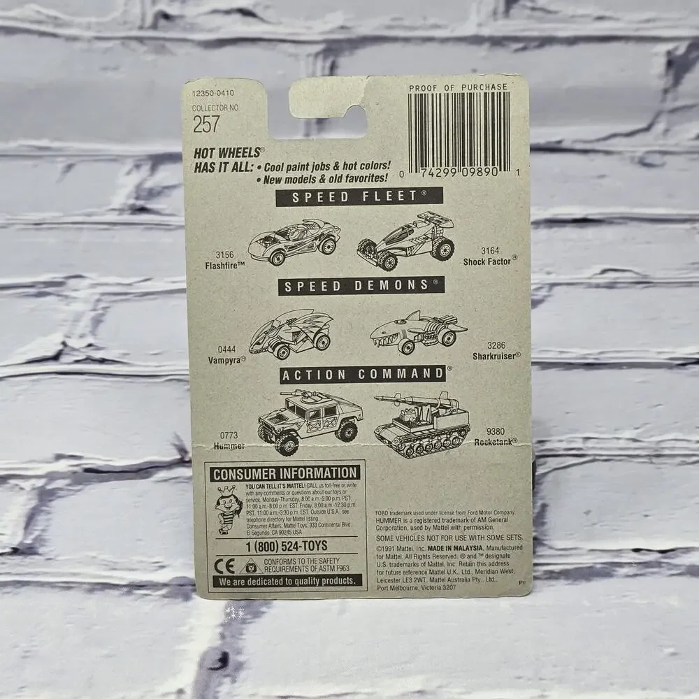 Hot Wheels 3-Window '34 #257 Silver Die-Cast Car 1991